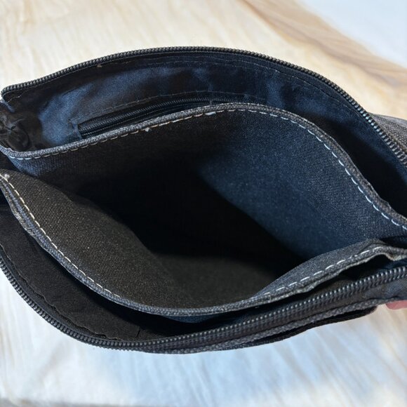 Canvas Crossbody Messenger Bag Sneaker Appliqué Black Brown Y2K 2000s Purse - Picture 7 of 14